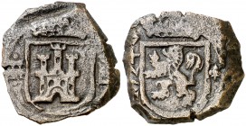 1624. Felipe IV. Segovia. 8 maravedís. (Cal. 1520) (J.S. F-192). 7,62 g. Acueducto de dos arcos y dos pisos a izquierda. MBC.