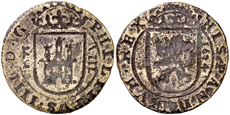 1624. Felipe IV. Segovia. 8 maravedís. Inédita. 2,68 g. Moneda incusa por ambas ...