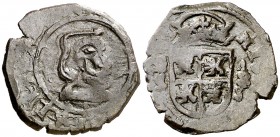 (1661). Felipe IV. Segovia. . 8 maravedís. (Cal. 1530 var) (J.S. M-484, mismo ejemplar). 2,18 g. Acuñada a martillo. Acueducto vertical de dos arcos a...