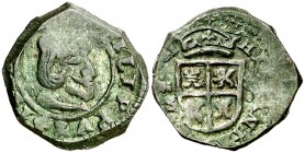 1661. Felipe IV. Segovia. S. 8 maravedís. (Cal. 1530 var) (J.S. M94, falta var). 2,82 g. Acuñada a martillo. Acueducto horizontal de dos arcos. Rara. ...