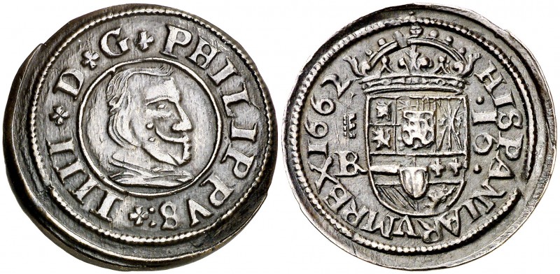 1662. Felipe IV. Segovia. . 16 maravedís. (Cal. 1510) (J.S. tipo M98, falta var ...