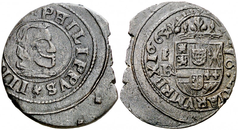 1664/3. Felipe IV. Segovia. . 16 maravedís. (Cal. 1514 var) (J.S. M-532). 4,76 g...