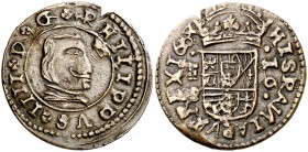 1664. Felipe IV. Segovia. . 16 maravedís. (J.S. pág. 459-460). 4,03 g. Falsa de época muy curiosa. MBC.