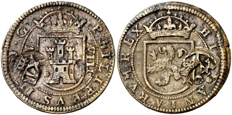 1641. Felipe IV. Segovia. (Cal. pág. 370) (J.S. H-28). 6,71 g. Resello de valor ...