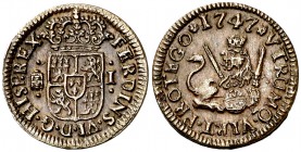 1747. Fernando VI. Segovia. 1 maravedí. (Cal. 717). 1,21 g. Bella. Escasa así. EBC+.
