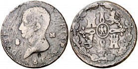 1811. José Napoleón. Segovia. 8 maravedís. (Cal. 101 var). 11,46 g. Ceca incusa. Muy curiosa. BC+.