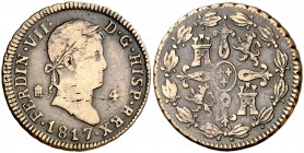 1817. Fernando VII. Segovia. 4 maravedís. (Cal. 1703). 5,94 g. Escasa. BC+/MBC-.