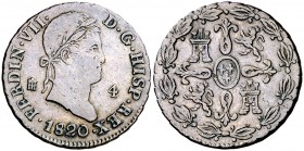 1820. Fernando VII. Segovia. 4 maravedís. (Cal. 1706). 5,30 g. MBC-.