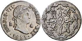 1833. Fernando VII. Segovia. 4 maravedís. (Cal. 1717). 4,85 g. MBC+.