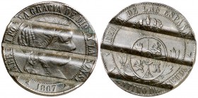 1867. Isabel II. Segovia. . 1 céntimo de escudo. 2,52 g. Desmonetizada. (MBC).