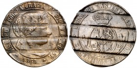 1868. Isabel II. Segovia. . 2 1/2 céntimos de escudo. 6,41 g. Desmonetizada. MBC.