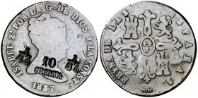 1837. Isabel II. Segovia. 8 maravedís. 10,21 g. Contramarca: 10/GRAMOS entre balanzas. (BC).