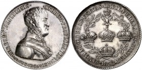 1823. Fernando VII. Segovia. Cuádruple Alianza. Restitución del Absolutismo. Medalla. (V. 342) (V.Q. 14237). 23,01 g. 39 mm. Plata. Firmado: B.M. Rara...