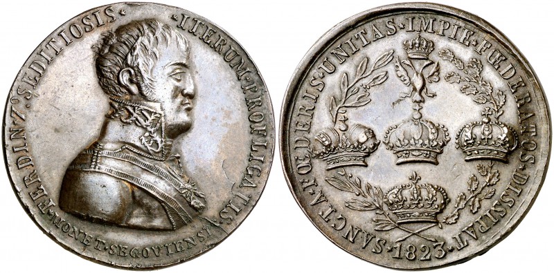 1823. Fernando VII. Segovia. Cuádruple Alianza. Restauración del Absolutismo. Me...