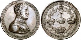 1823. Fernando VII. Segovia. Cuádruple Alianza. Restauración del Absolutismo. Medalla. (V. 343) (V.Q. falta). 28,95 g. 39 mm. Bronce. Firmado: B.M. Go...