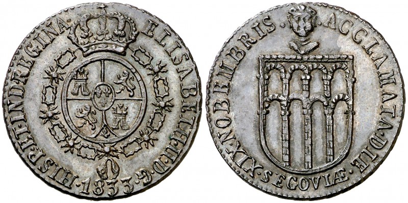1833. Isabel II. Segovia. Medalla de Proclamación. (Ha. 30) (V. 758) (V.Q. 13380...