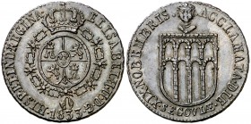 1833. Isabel II. Segovia. Medalla de Proclamación. (Ha. 30) (V. 758) (V.Q. 13380). 5,71 g. 24 mm. Bronce. Acueducto con dos órdenes de cuatro arcos. E...