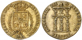 1843. Medalla. Isabel II. Segovia. Proclamación de la mayoría de edad. Medalla. (Ha. 15 var por metal) (V. 791 var por metal ) (V.Q. 13423 var por met...