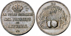 1857. Isabel II. Segovia. Medalla. (V. 402) (V.Q. 14331). 4,09 g. 20 mm. Bronce. MBC+.