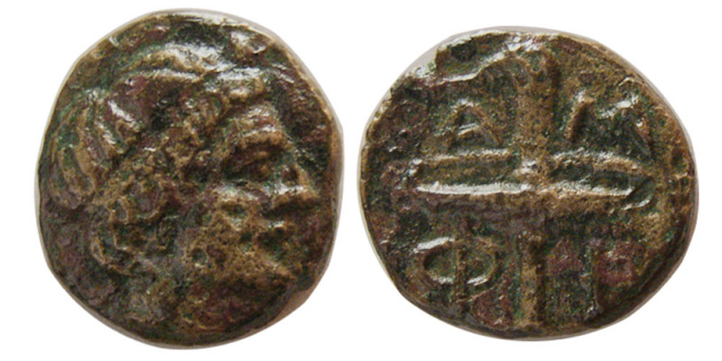 MACEDON, Amphipolis. Circa 355-353 BC. Æ (1.20 gm; 11 mm). Diademed male head (o...