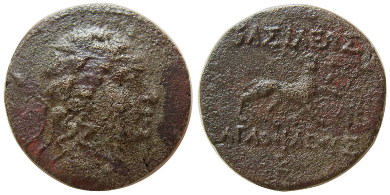 BAKTRIAN KINGDOM. Agathokles. Circa 185-170 BC. Æ Double Unit (6.82 gm; 20 mm). ...