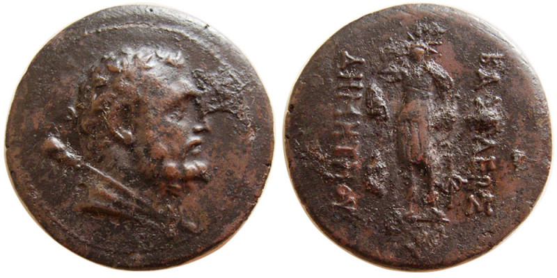 BAKTRIAN KINGDOM. Demetrios I. Circa 200-185 BC. Æ Double Unit (6.70 gm; 25 mm)....