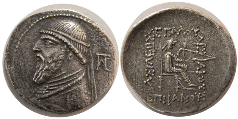 KINGS of PARTHIA. Mithradates II. 121-91 BC. AR Drachm (3.86 gm; 22 mm). Struck ...