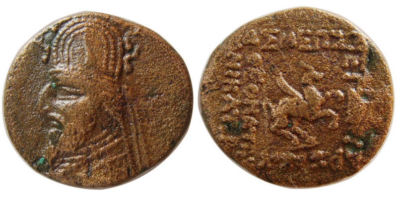 KINGS of PARTHIA. Sinatrukes. 93-69 BC. AE Tetrachalkon (3.18 gm; 17 mm). Bust l...