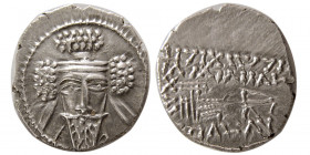 KINGS of PARTHIA. Vologases V.  AD. 191-207/8. AR Drachm. Rare!