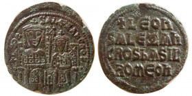 BYZANTINE EMPIRE; Leo VI the Wise, with Alexander. Æ Follis