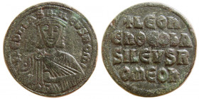BYZANTINE EMPIRE; Leo VI the Wise, AD. 886-912.,  Æ Follis