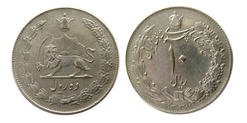 PAHLAVI DYNASTY, Mohammad Reza Shah. 1925-1941 AD. AR 10 Rials (12.04 gm; 30 mm)...
