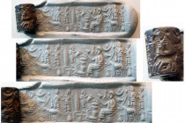 ANCIENT Black Hematite cylinder seal. Ca. 1300-800 BC. Very rare.