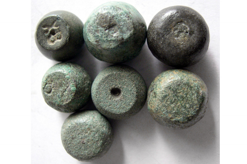 BYZANTINE EMPIRE. Ca 10th-12th. Century AD. Bronze weights. Group of 7 of differ...