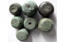 BYZANTINE EMPIRE.  Group lot of 7 Bronze weights.