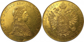 RDR – Habsburg – Österreich, KAISERREICH ÖSTERREICH. Ferdinand I. (1835-1848). 4 Dukaten 1844 A, Wien. Gold. 13,93 g. 39,6 mm. J.248, Fr.480, Her.9. V...