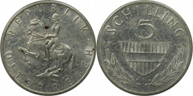 RDR – Habsburg – Österreich, REPUBLIK ÖSTERREICH. 5 Schilling 1965. 5,2 g. 0.640 Silber. 0.1 OZ. KM 2889. Vorzüglich-stempelglanz, Kl.Flecken