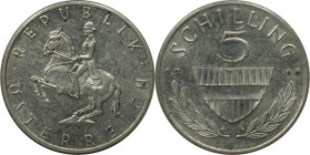 RDR – Habsburg – Österreich, REPUBLIK ÖSTERREICH. 5 Schilling 1966. 5,2 g. 0.640 Silber. 0.1 OZ. KM 2889. Fast Stempelglanz