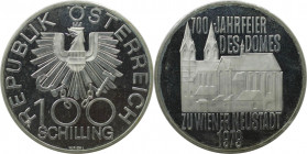 RDR – Habsburg – Österreich, REPUBLIK ÖSTERREICH. 700 Jahre Dom zu Wiener Neustadt. 100 Schilling 1979. 24,0 g. 0.640 Silber. 0.49 OZ. KM 2942. Polier...