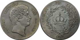 Altdeutsche Münzen und Medaillen, BAYERN / BAVARIA. Ludwig I. (1825-1848). Kronentaler 1837. Silber. Dav. 565, AKS 76, Kahnt 75, Thun 48. Vorzüglich. ...