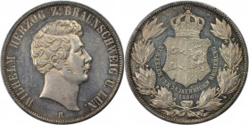 Altdeutsche Münzen und Medaillen, BRAUNSCHWEIG - LUNEBURG. Wilhelm (1831-1884). Vereinsdoppeltaler 1856 B, Regierungsjubiläum. Silber. AKS 97, Thun 12...