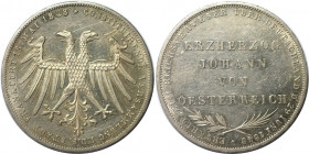 Altdeutsche Münzen und Medaillen, FRANKFURT - STADT. Erzherzog Johann von Osterreich. Gedenkdoppelgulden 1848, Silber. Jaeger 46, Thun 135, AKS 39. Vo...