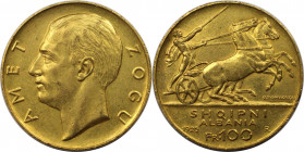 Europäische Münzen und Medaillen, Albanien / Albania. Zogu I. (1925-1928-1939). 100 Franken 1926 R, Rom. Ohne Stern unter dem Kopf. 29.03 g Feingold. ...