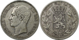 Europäische Münzen und Medaillen, Belgien / Belgium. Leopold I. (1831-1865) 5 Francs 1865. Silber. KM 17. Sehr schön