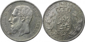 Europäische Münzen und Medaillen, Belgien / Belgium. Leopold II. (1835-1909). 5 Francs 1873. Silber. KM 24. Vorzüglich