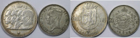 Europäische Münzen und Medaillen, Belgien / Belgium, Lots und Sammlungen. 20 Francs 1934 (KM 104.1), 100 Francs 1948 (KM 138.2), Lot von 2 Münzen, Sil...