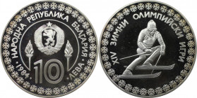 Europäische Münzen und Medaillen, Bulgarien / Bulgaria. XIV. Olympische Winterspiele in Sarajewo. 10 Leva 1984. 23,33 g. 0.925 Silber. 0.69 OZ. KM 146...