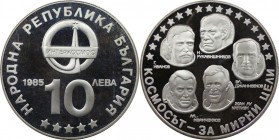 Europäische Münzen und Medaillen, Bulgarien / Bulgaria. "Interkosmos". 10 Leva 1985. 18,75 g. 0.640 Silber. 0.39 OZ. KM 157. Polierte Platte