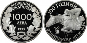 Europäische Münzen und Medaillen, Bulgarien / Bulgaria. 100 Jahre Olympische Spiele der Neuzeit. Springreiten. 1000 Leva 1995. 23,33 g. 0.925 Silber. ...