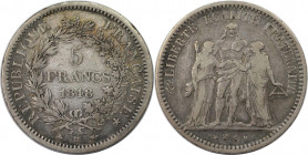 Europäische Münzen und Medaillen, Frankreich / France. Herkulesgruppe. 5 Francs 1848 BB. Silber. KM 756.2. Schön-sehr schön